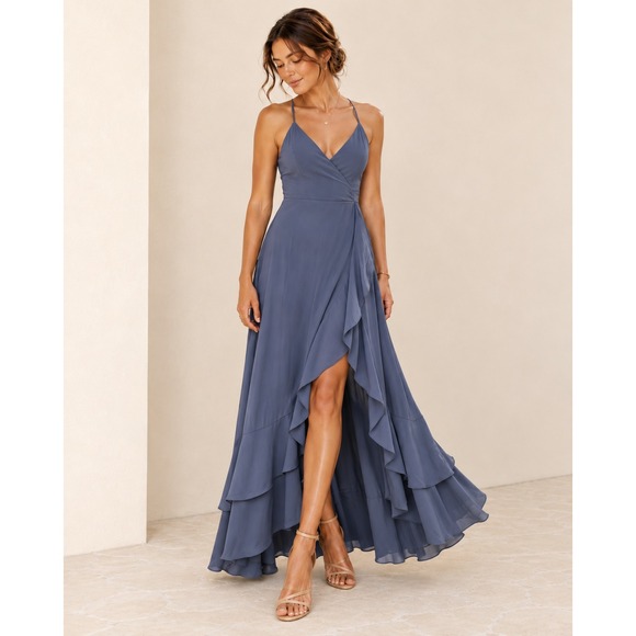 Lulus Dresses & Skirts - Lulus In Love Forever Granite Blue Maxi Dress M NWT Bridesmaid Formal Homecoming